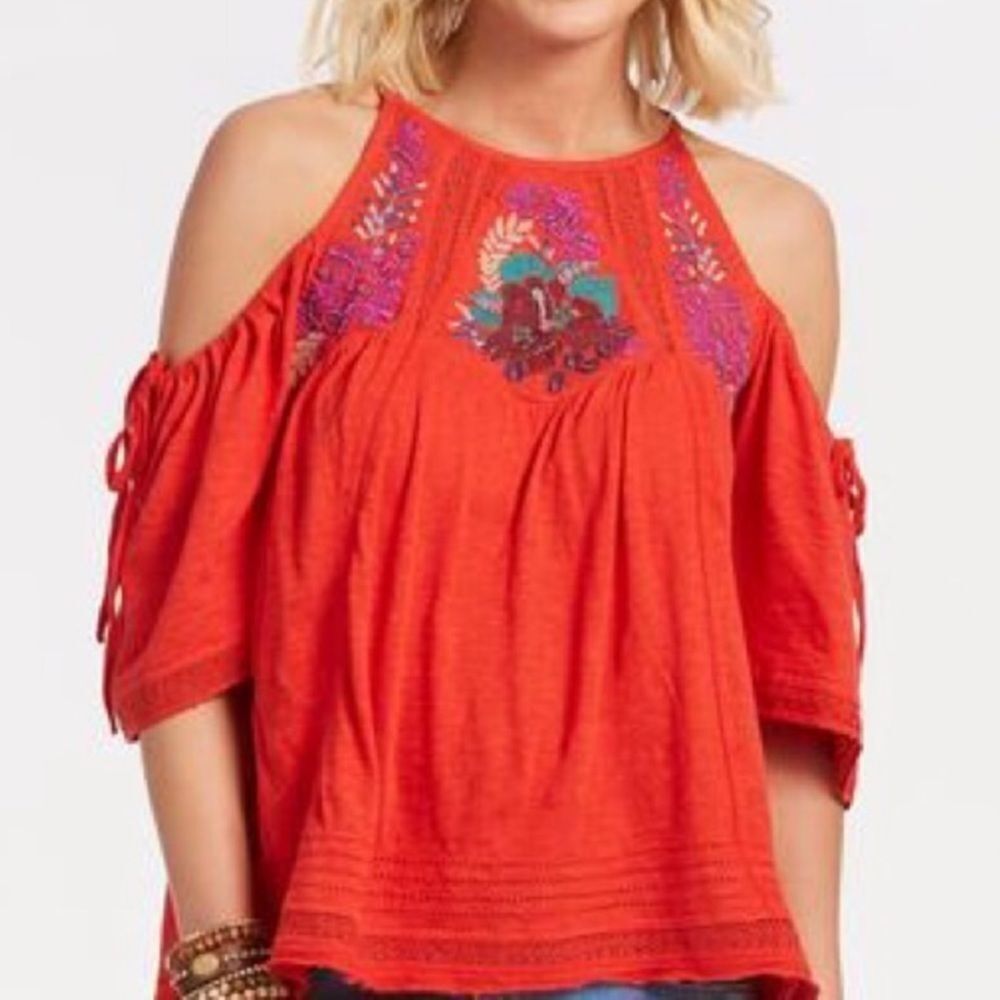 Free People Nwot Orange Fast Times Blouse S